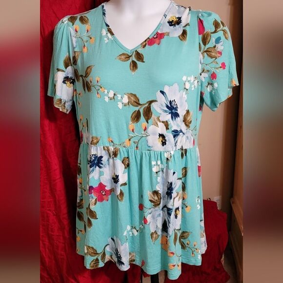 #144 TAOHUADAO Floral Tunic Top Size XL - Picture 1 of 6